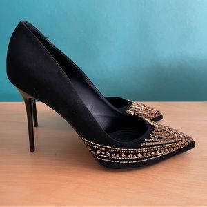 Balmain Black and Crystal Pumps